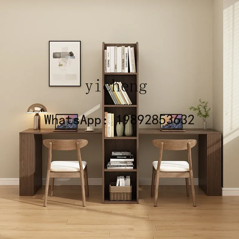 X9  retro style corner desk bookcase integrated double computer desk study room home study table bookcase combination