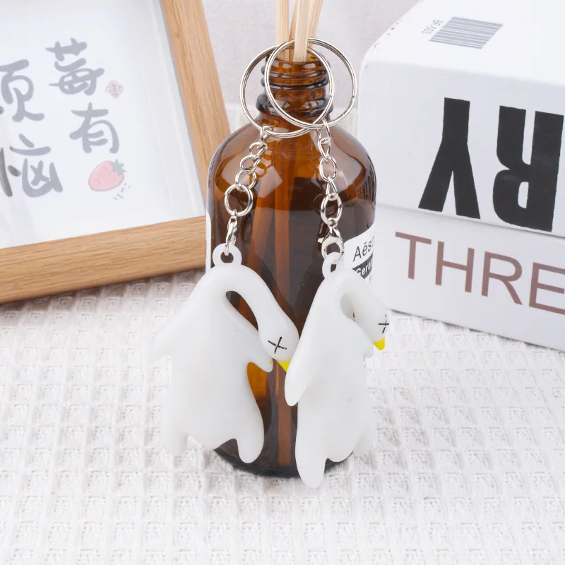 UV Color Changing Mini Roast Duck Keychain Pendant Glow At Night Roast Duck Keychain Ornament Car Rearview Mirror Handbag