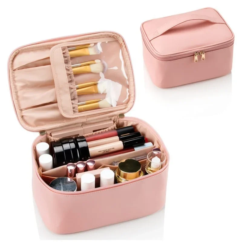 Große Kapazität Tragbare Kosmetiktasche Reise-Make-up-Organizer für Frauen Schwarze Toilettentasche für Mädchen auf Reisen – Detail 6