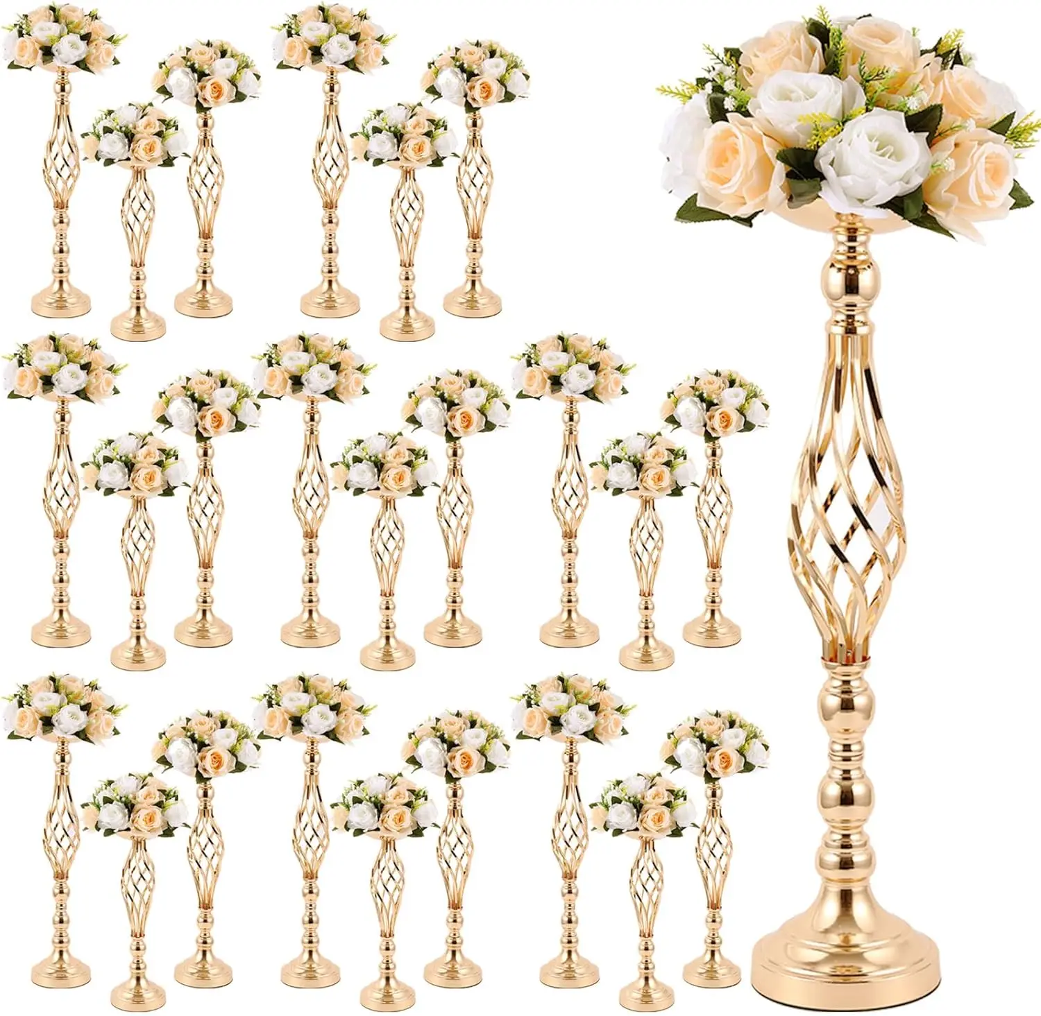 10 Pcs Metal Flower Arrangement Stand Wedding Flower Centerpieces Stand Elegant Metal Flower Vase Candelabra Candle Holder for W