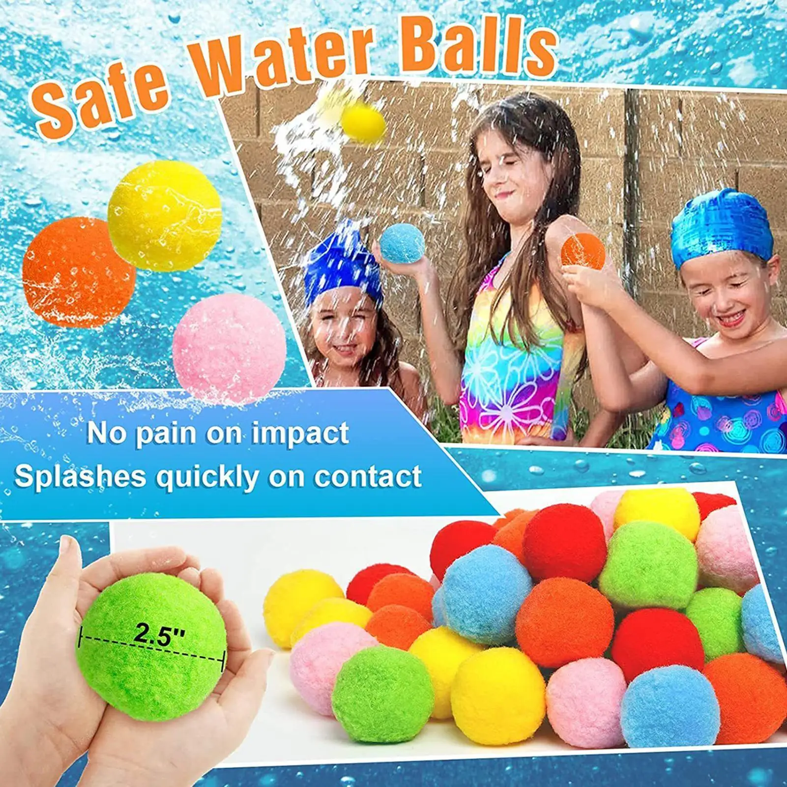 Water Sponge Balls Reusable Water Sponge Balls For Pool Parent-child Interactive Toy Compact Soaker Balloons For Boys Girls