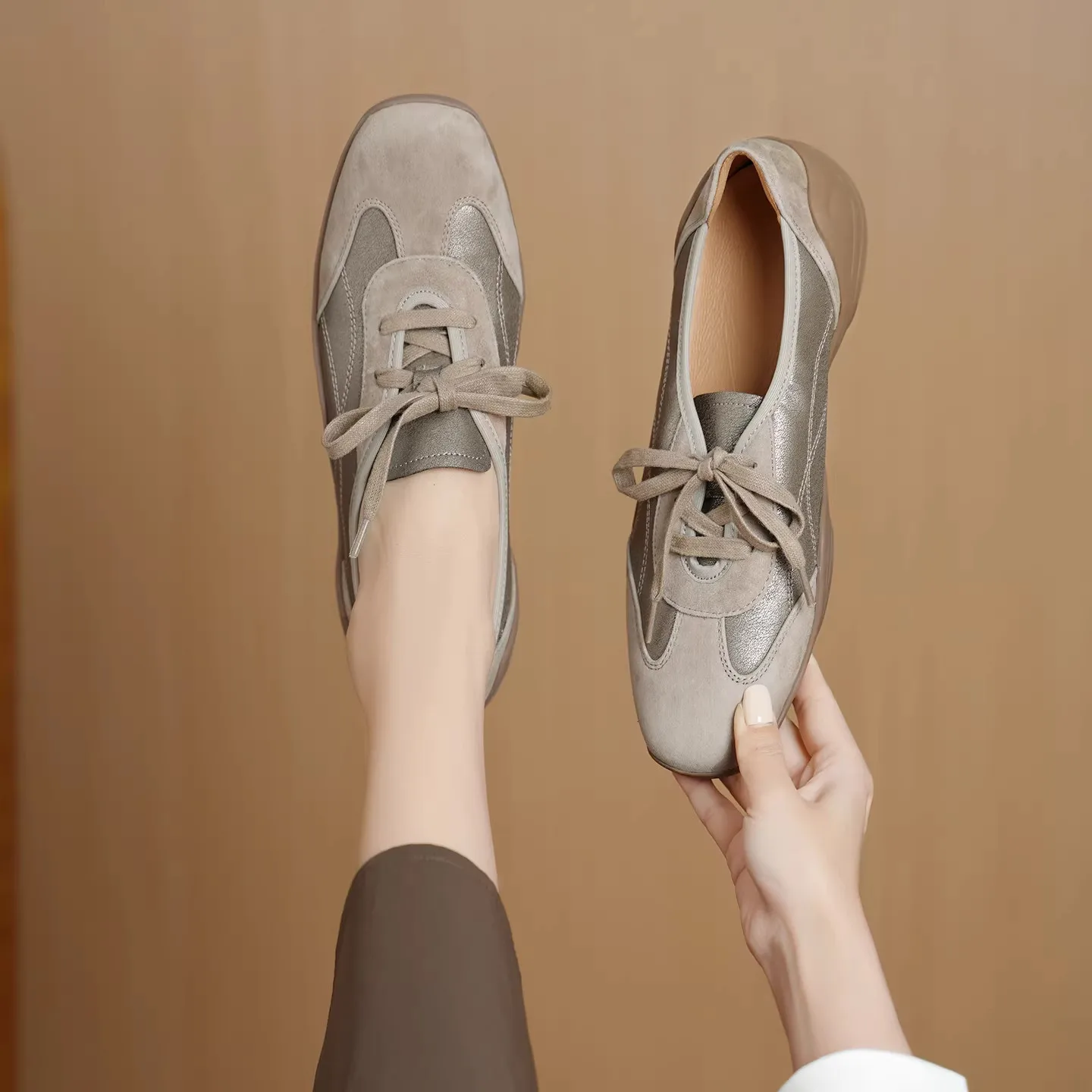 Soft Sole Color Block Casual Loafers Women New Sporty Style Flat Shoes Thick Sole Comfortable Daily Walking Footwear