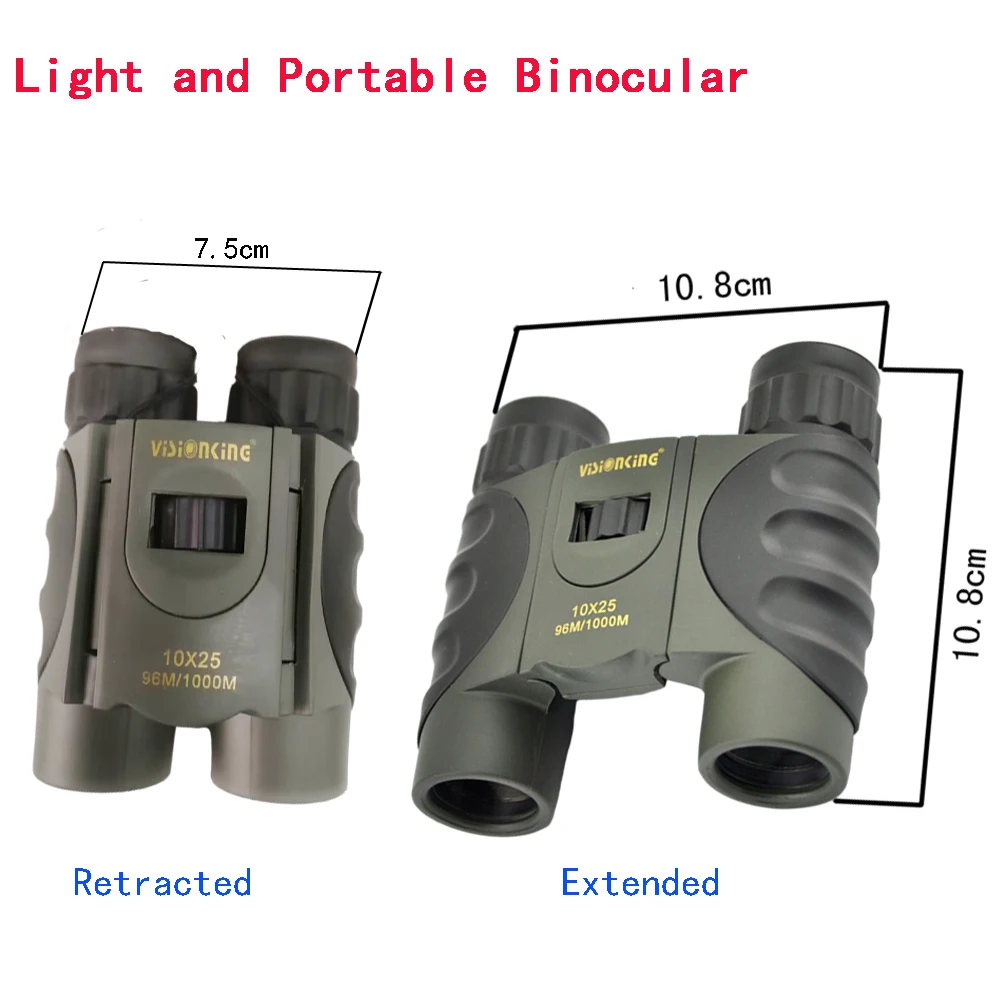 Visionking 10x25 Roof Binoculars Outdoor Hunting Camping Travelling Binoculars Waterproof Professional Telescope Monoculars