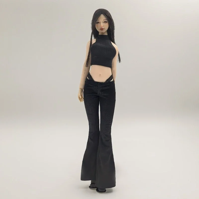 1/6 Maßstab, schwarzes, verführerisches Outfit für weibliche Figuren: Oberteil mit freiem Schulterbereich und Hose, Kleidungsset für 12-Zoll-Soldaten-Actionfiguren, zur Dekoration von Szenen. – Detail 6