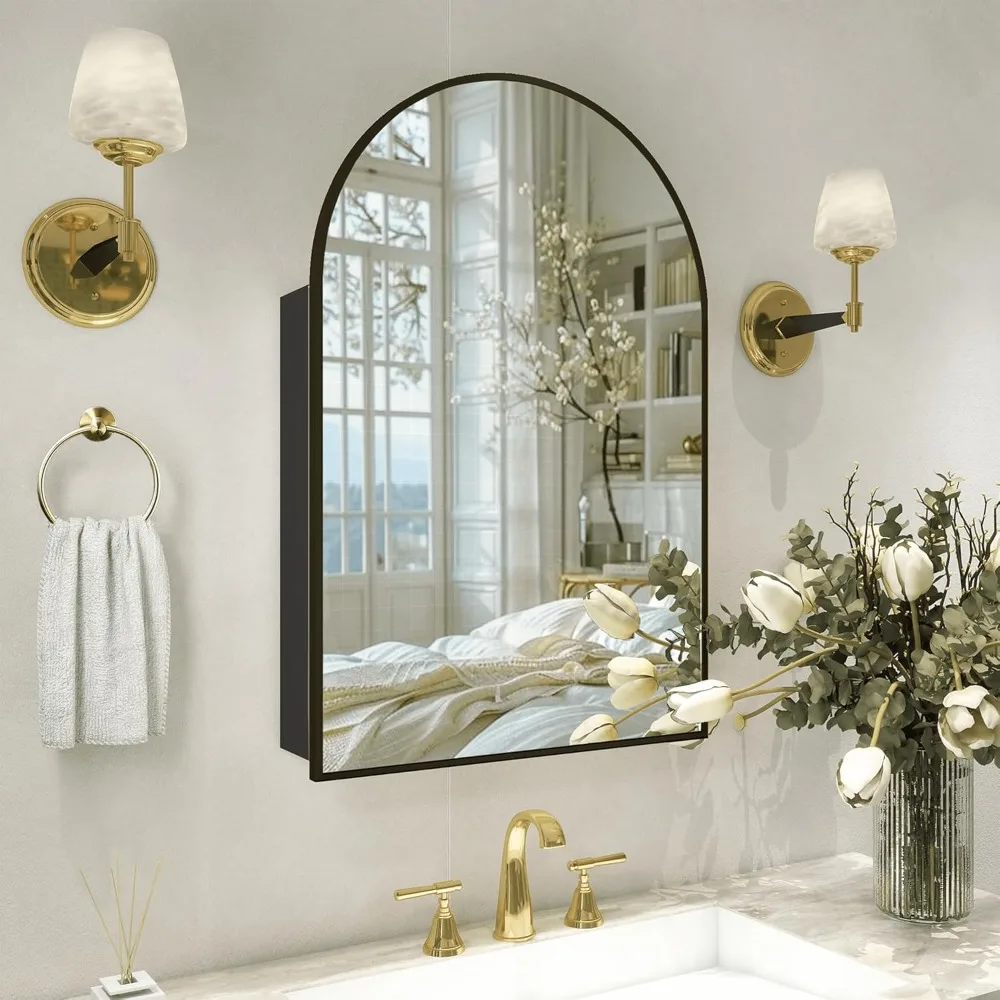 

Arched Medicine Cabinet with Mirror, Bathroom Medicine Cabinet with Mirror Wall Mounted, Mirrored Medicine Cabinets