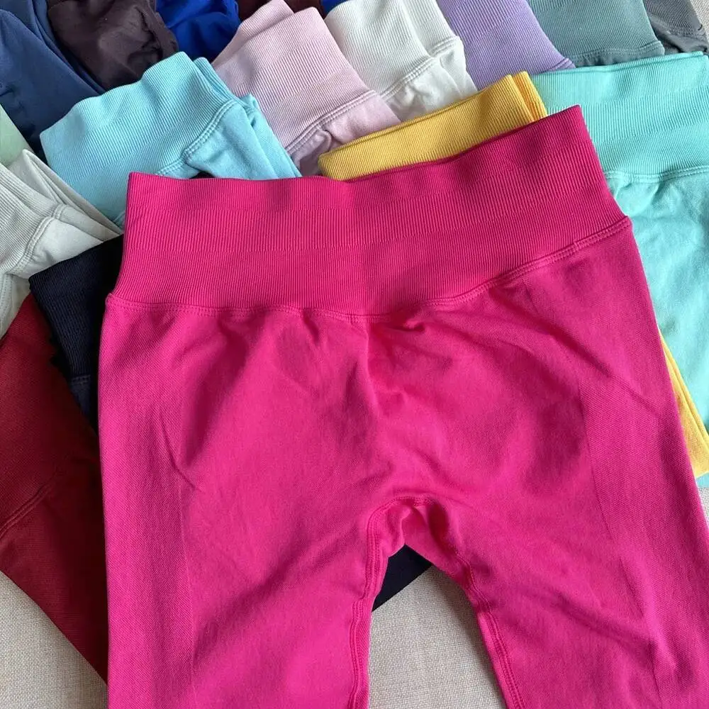 

Impact Running Leggings Seamless High Waist Matte Ribbed Band Booty Lifting Yoga Pants Women Gym Clothes Workout Tights