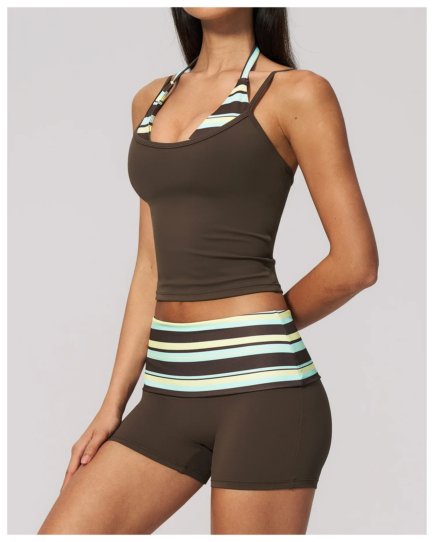 Polka Dot Yoga Tank Top Stoßfestes gestreiftes Fitness-BH Gym Workout Weste Atmungsaktives Sport-Top Neckholder Sportweste mit schönem Rücken – Detail 28