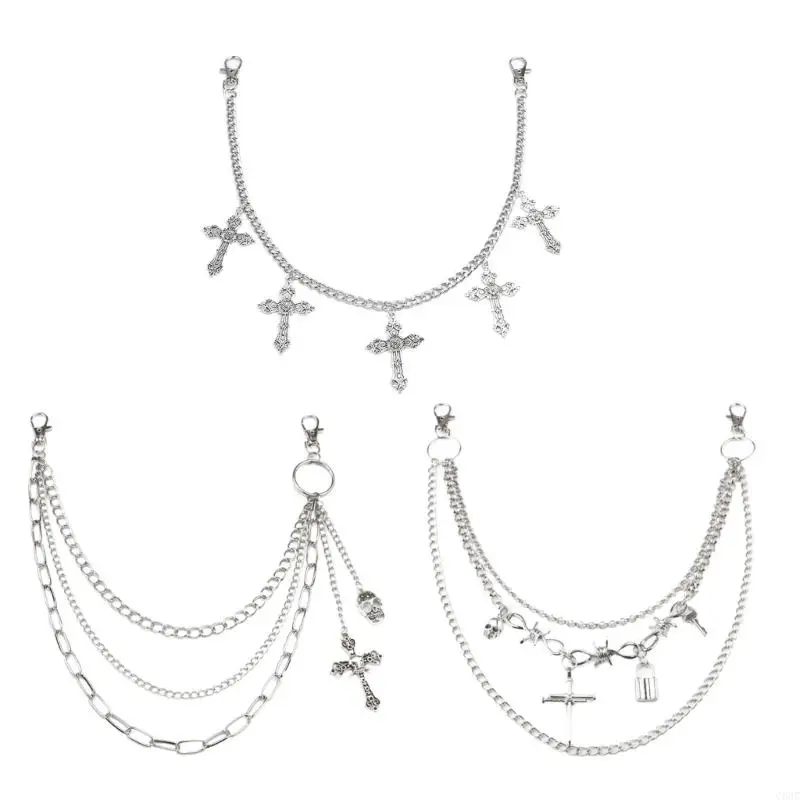 Crosses Punk Side Chain On Jeans Pants Handbag for 2000s Girls Dancers C63C