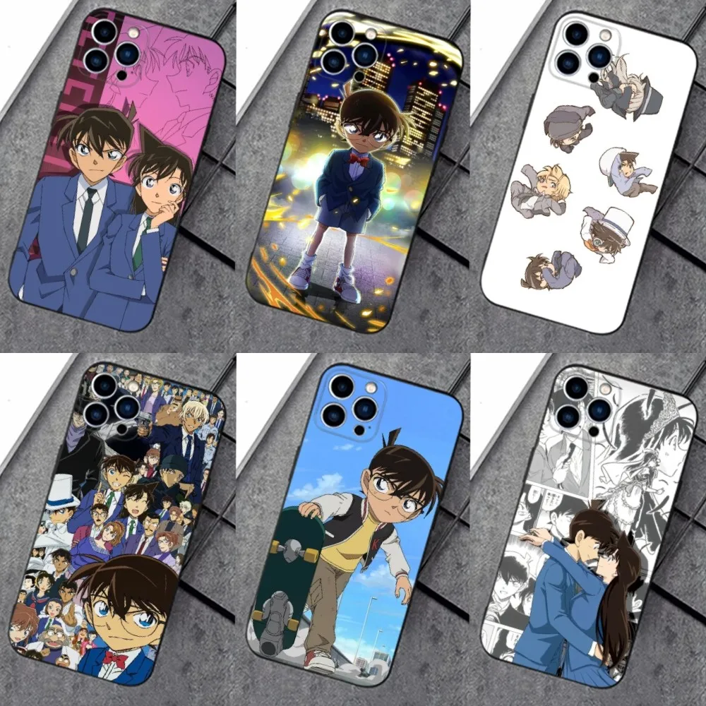 Anime D-Detective C-Conan Phone Case For iPhone 16,15,14,13,12,11 Plus,Pro Max,XS,X,XR,SE,Mini,8,7，Soft Silicone Black Cover