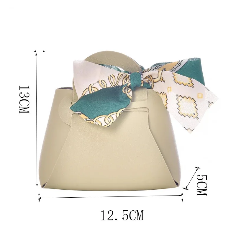 Luxury Bow Ribbon Leather Mini Handbag Gift Bags Candy Packaging Box Distributions Bag Wedding Party Favour Candy Box Purse