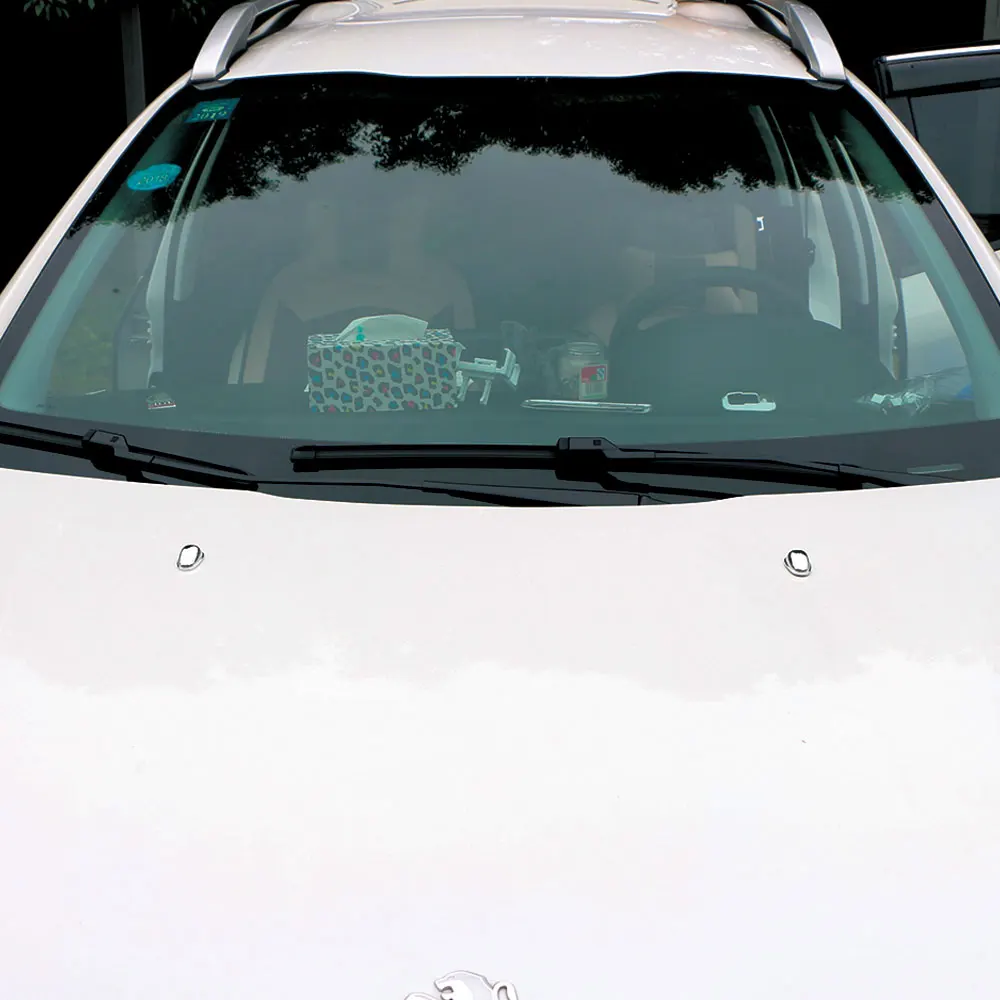 車のフロントガラスウォッシャーワイパーカバー、ウォータースプレーノズルキャップ、プジョー2008、2014-2017用ステッカー、ABSクローム、2個