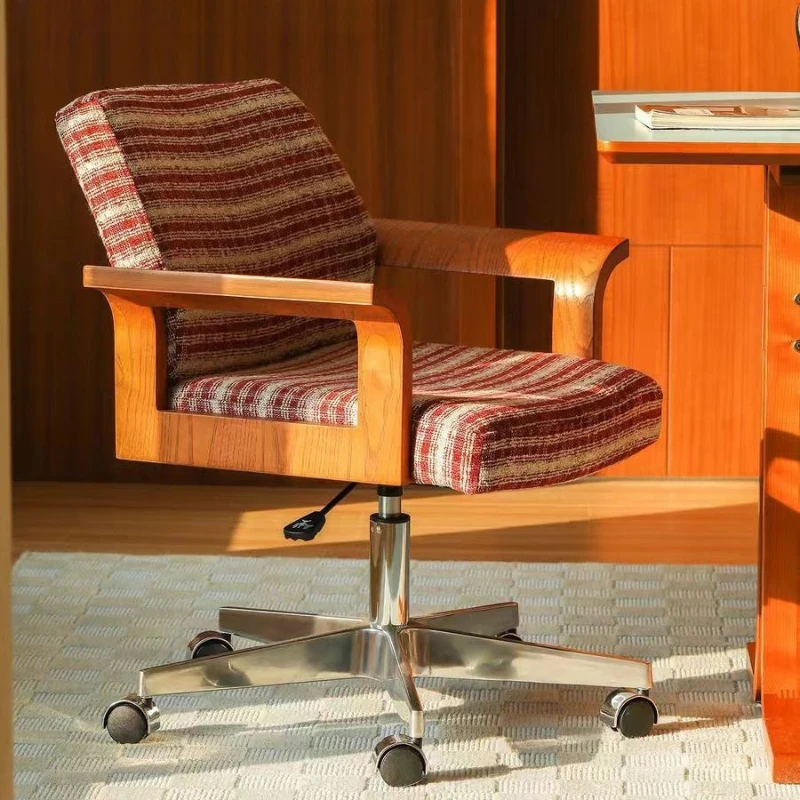 

Designer retro style solid wood office chair stainless steel swivel chair