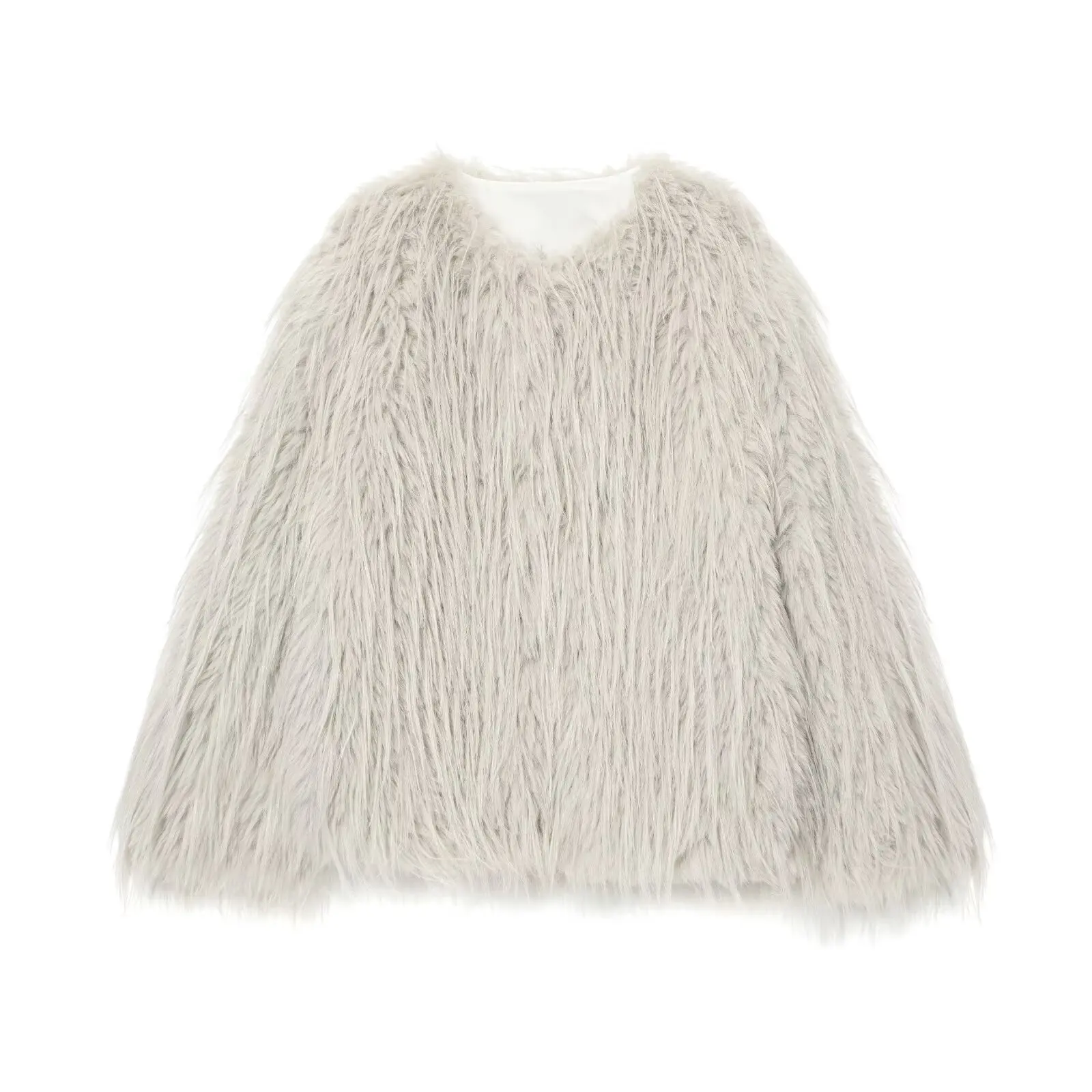 Maxdutti British Fashion Women's Faux Fur Coat Party Elegant Light Gray Minimalist Jacket Winter Women's Jacket Woman Clothes To