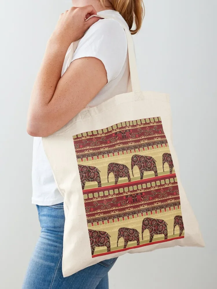 

African print with elephants Tote Bag Eco bag shopping trolley bag luxury women shopping logo