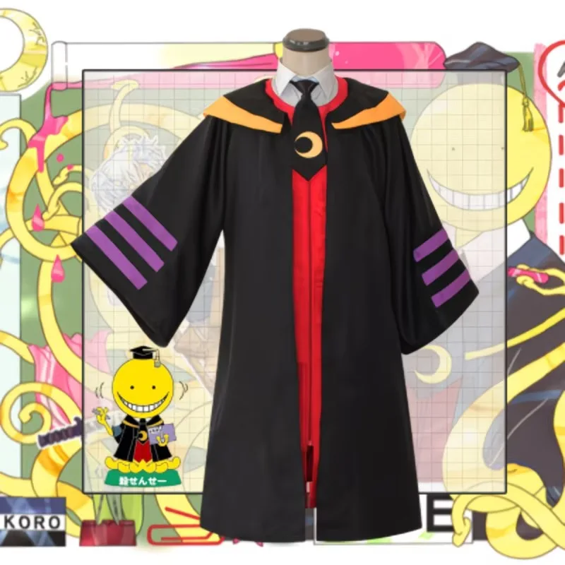 Anime Assassination Classroom Korosensei Cosplay Costume Cloak Cape Robe Tie Hat Party Suit Teacher School Uniform Women Men