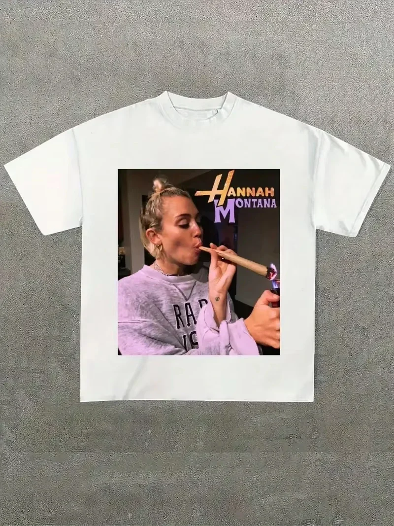 Camiseta De Mujer Hugh Hannah Montana Camiseta Estampada Moda Popular Blusa Suelta