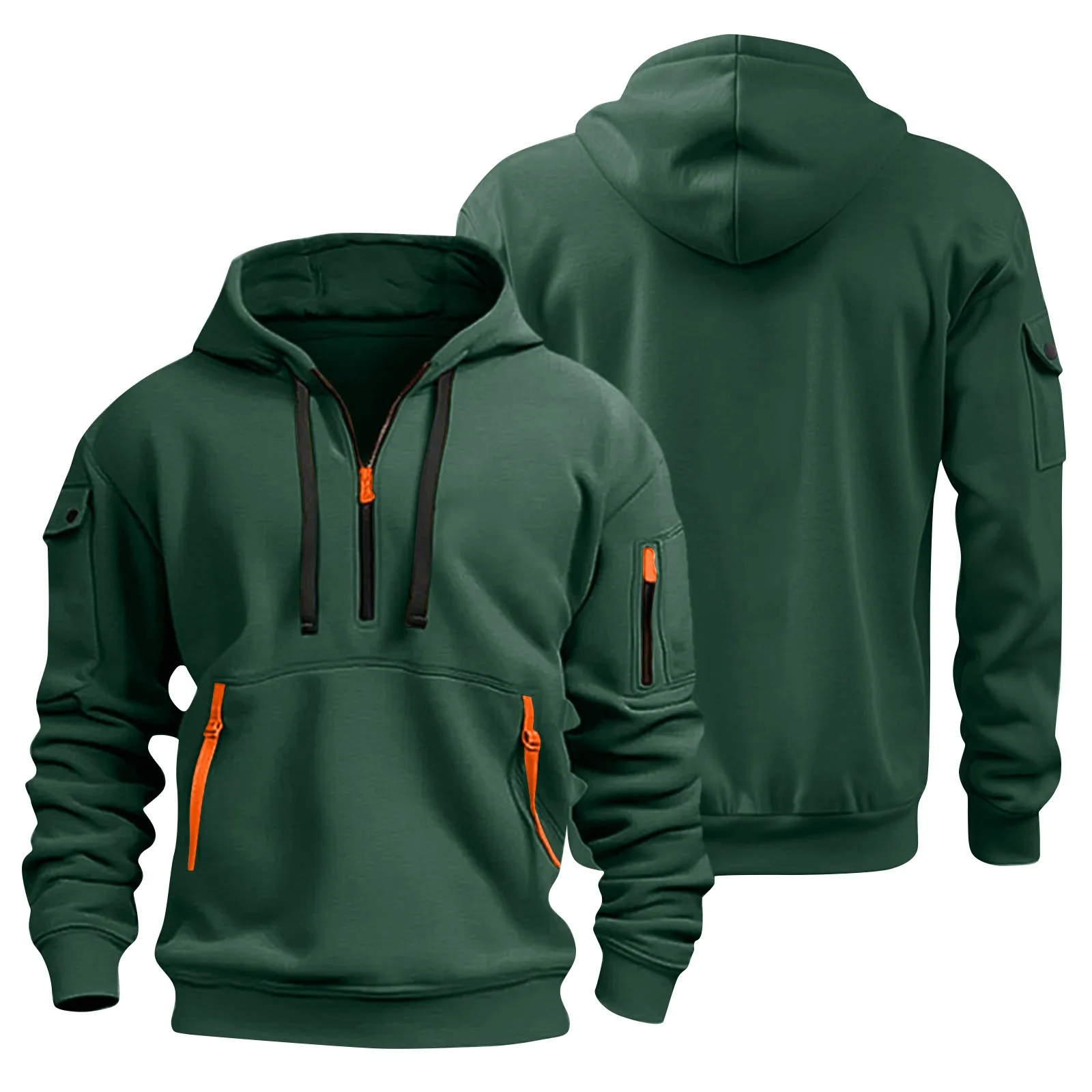 

Fashion New Men's Sweatshirt Autumn Winter Male Clothing Men Hood Tops Multi-pocket Zipper Loose Casual Pullover Hoodies