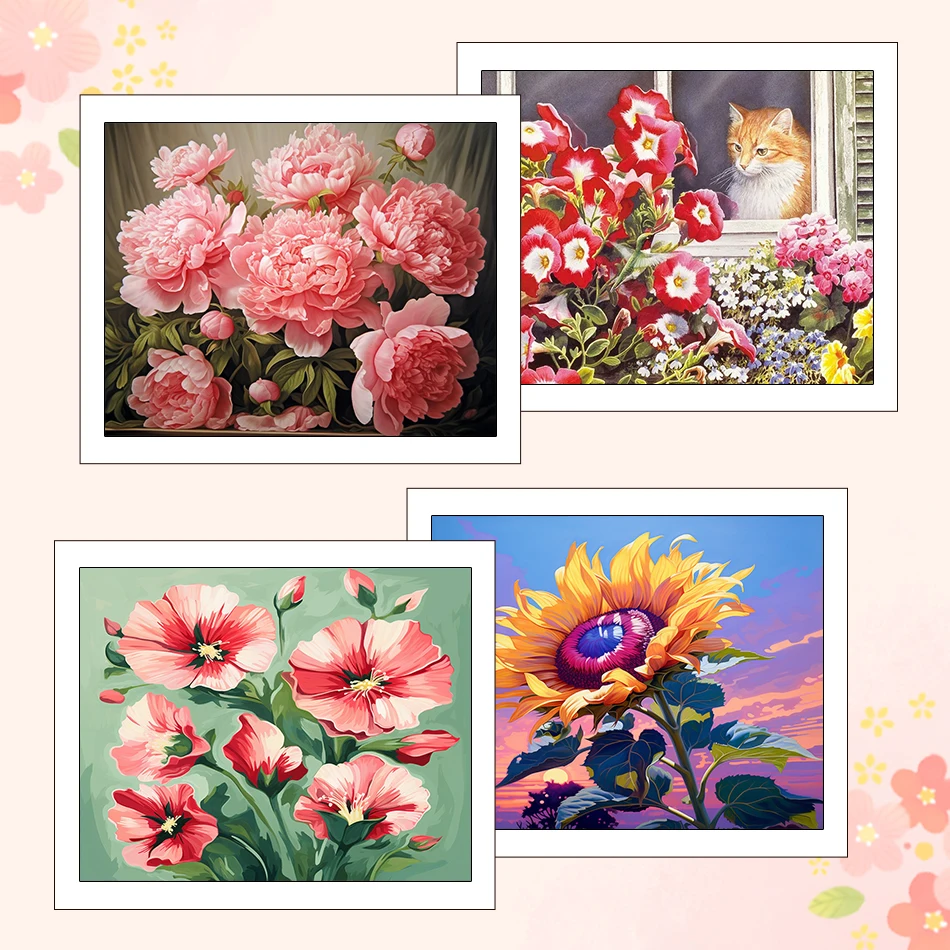 

RUOPOTY Paintings For Painting By Numbers Flowers 40X50cm Canvas Paint Pictures By Numbers Acrylic Handmade Kits Home Decoration