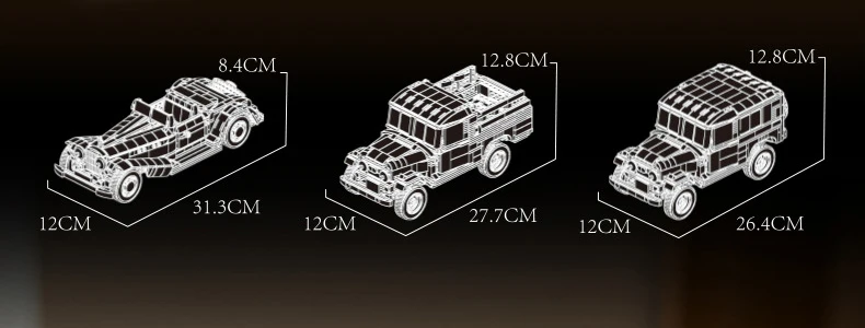 3IN1 Benz 500K Vintage Sportwagen-Bausteinset, klassischer Roadster, Fahrzeug-Baustein, ORV-Pickup-Truck, Spielzeug-Sammlung, ideal als Geschenk – Detail 3