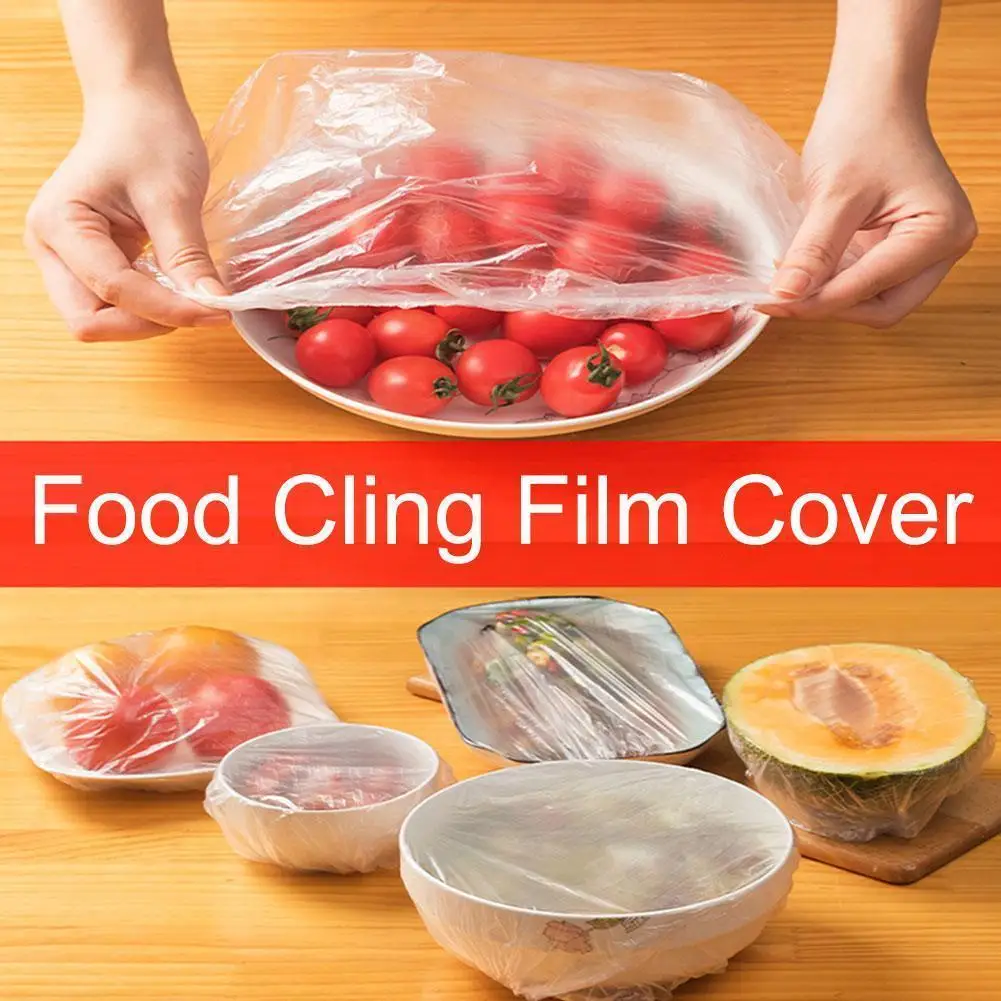 

100 Pieces Of Disposable Food Self-sealing Plastic Household Airtight Wrap Lid Cover Plastic Packaging Preservation Lid C4i9