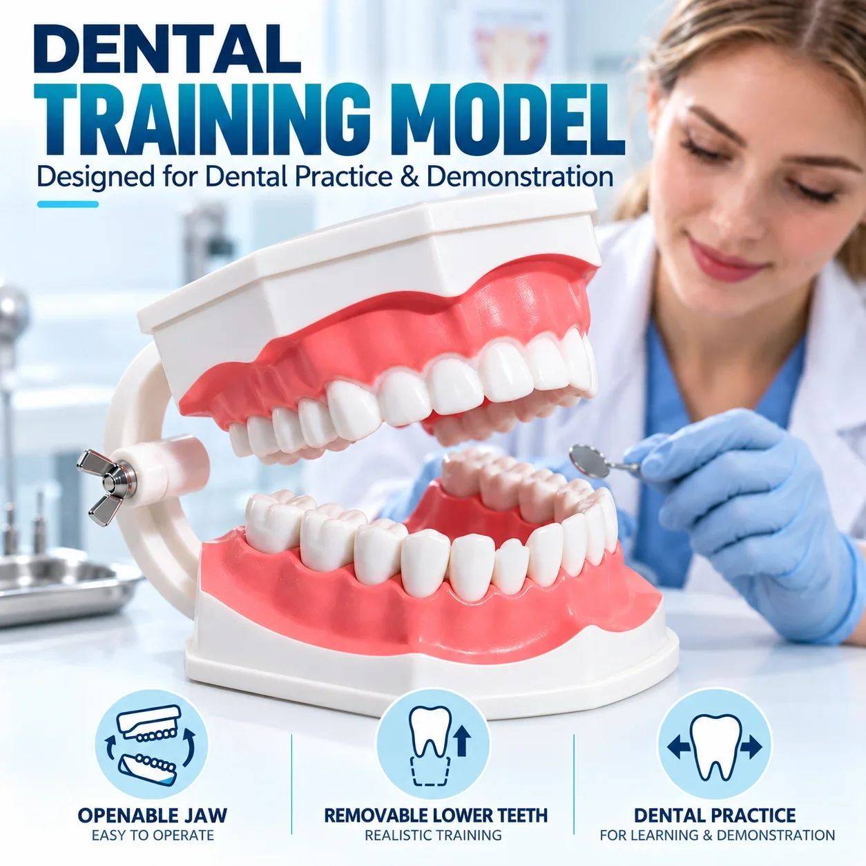 Large Dental Teeth Model With Removable Teeth Oral Hygiene Demonstration Typodont Model for Kids Brushing Teaching Dentist Educa