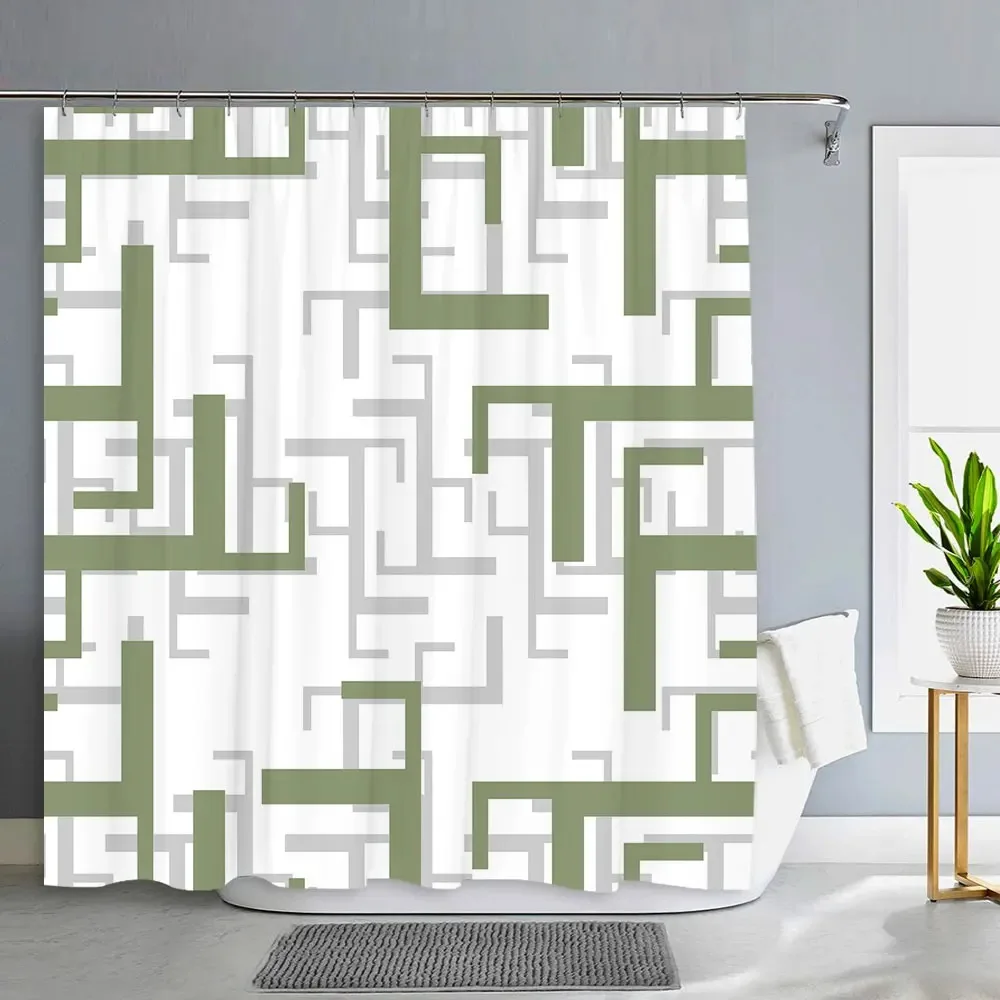 

Занавеска для душа с геометрическим рисунком, простая современная декоративная полиэфирная ткань, которую можно стирать в машине, подвесная занавеска, декор для ванной комнаты