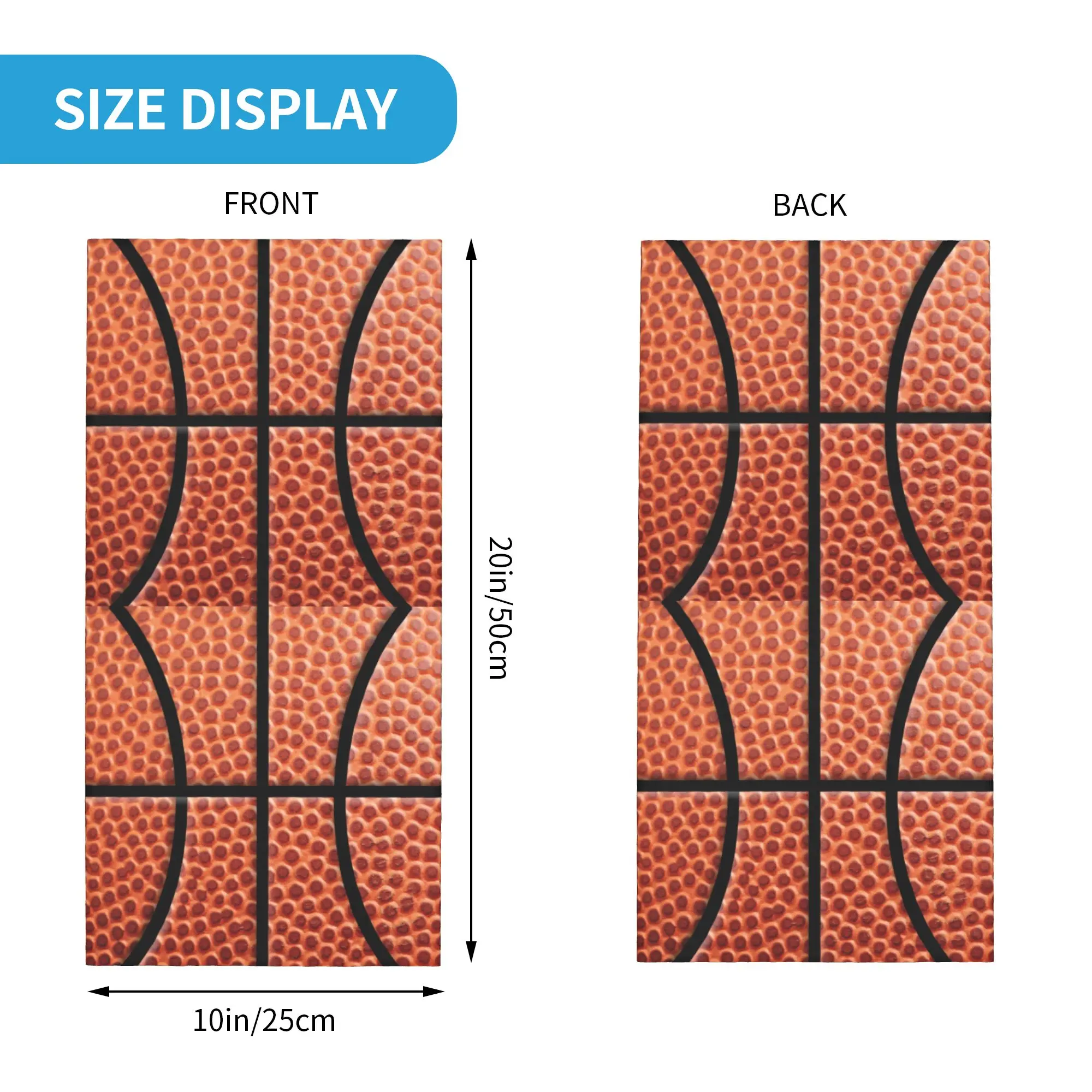 Custom Basketball Leather Design Bandana Neck Gaiter for Hiking Camping Men Women Wrap Scarf Sport Player Gift Headband Warmer