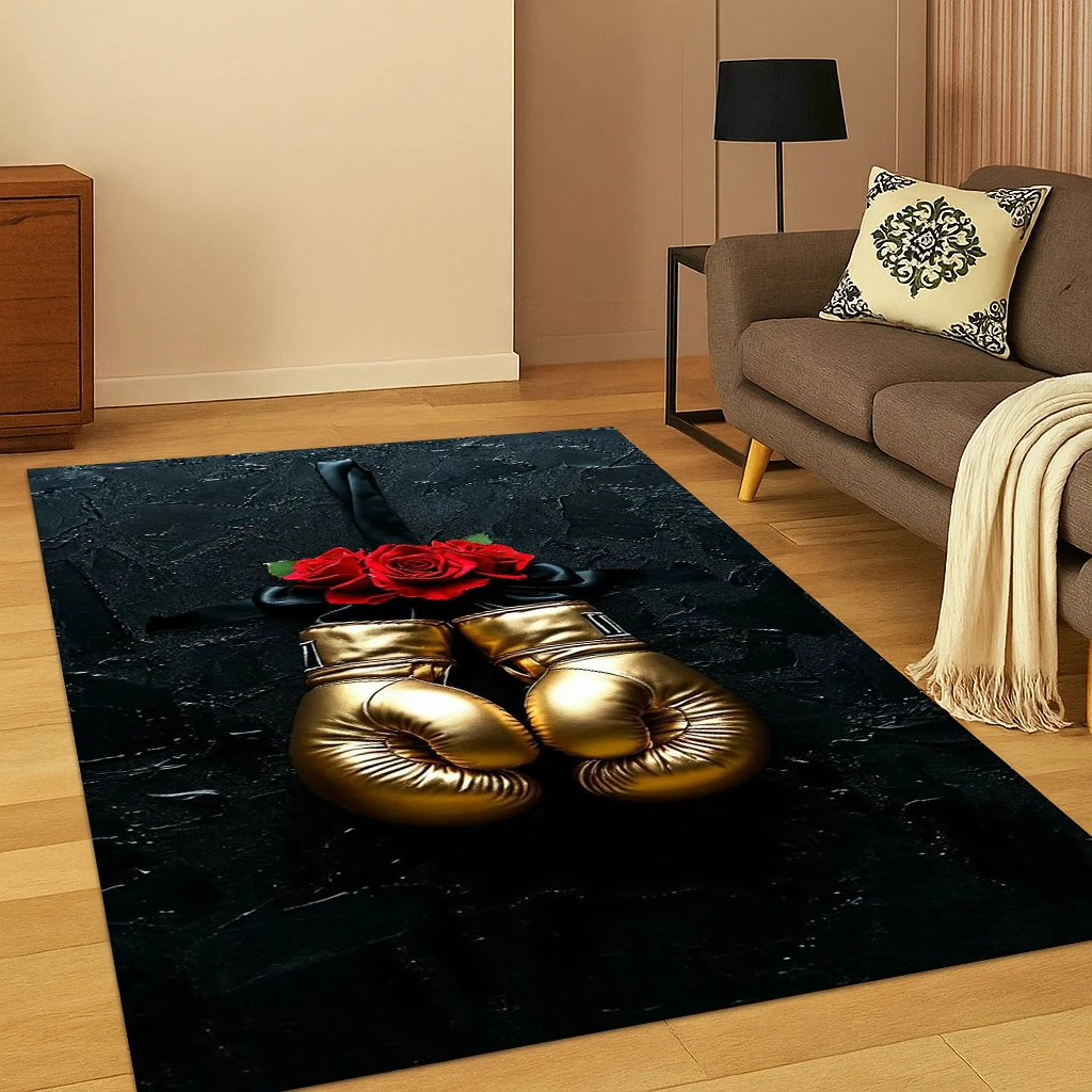 3D-Boxhandschuhe, Boxer-Kampf, Teppich, Teppich, Matte für Zuhause, Schlafzimmer, Wohnzimmer, Sofa, Fußmatte, Küche, Dekor, Kinderspiel, rutschfester Teppich