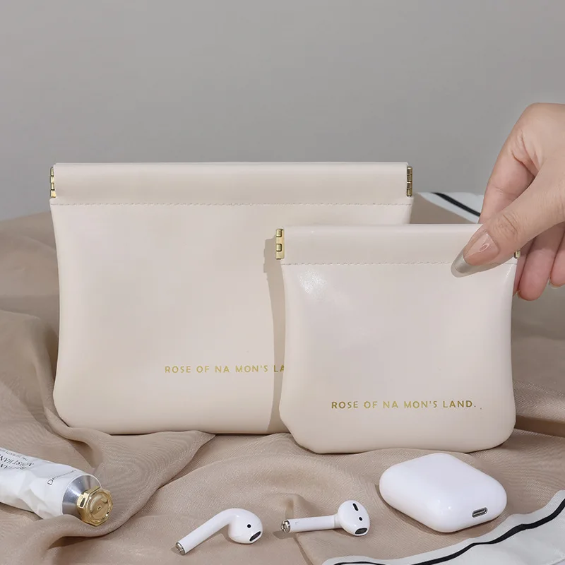 Mini portfel prosty zamykany worek na szrapnele Mini PU etui do przechowywania woreczek na cukierki kolor monety torebka na szminkฤ rozmiar S/L