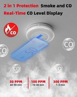 10-Year Battery Combination Smoke & Carbon Monoxide Detector, 2-in-1 CO Detector Alarm for Home, LCD Display with Backlight