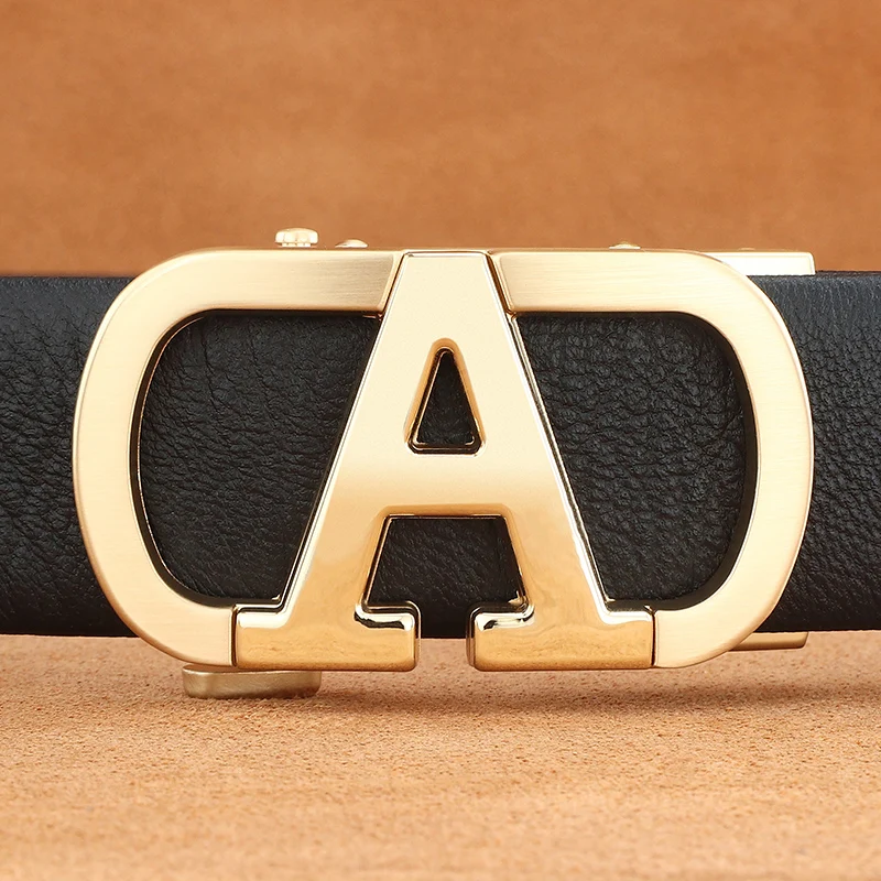 

High Quality cowhide Lettre A buckle automatic belts men mode luxury genuine leather belt men trousers business casual