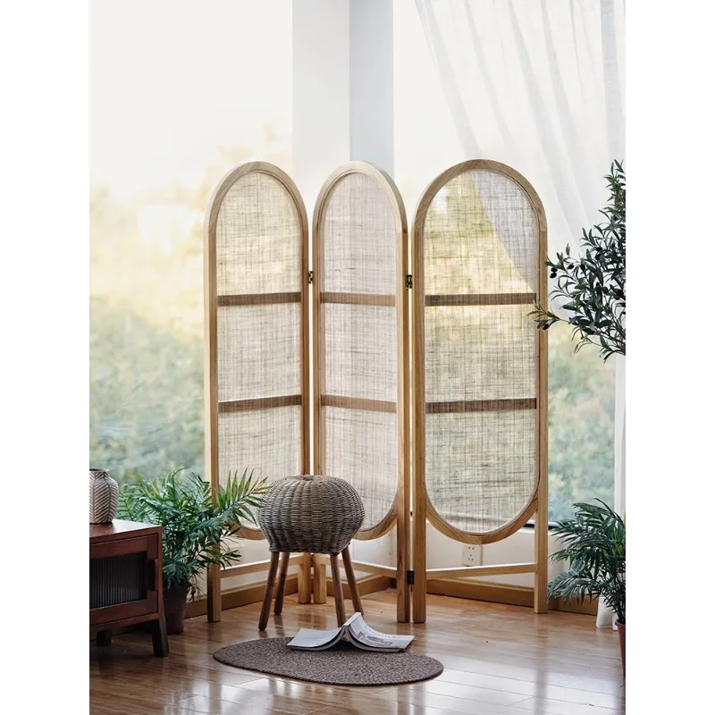 Nordic Home Art Creative Folding Mobile Vine Weaving Screen