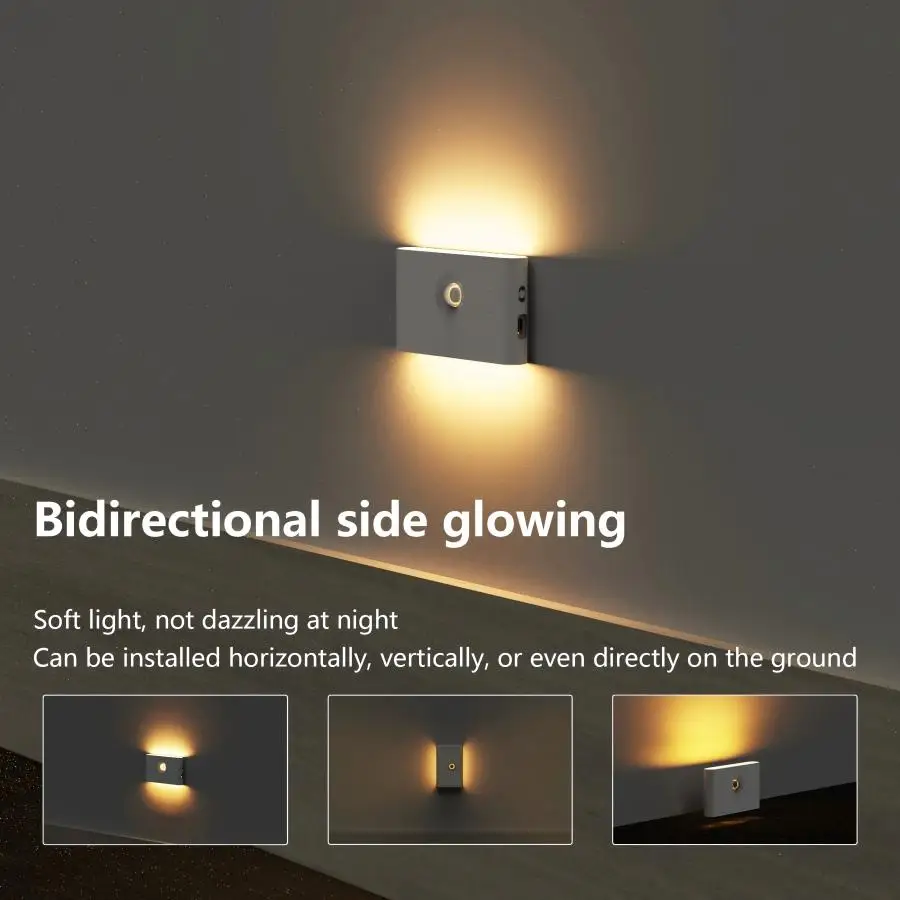 

LED Magnetic Body Sensor Night Light White Upside Down USB Rechargeable Bedroom Bedside Bathroom Cabinet Kid Room Night Lighting