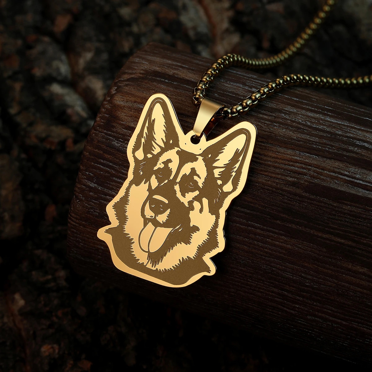 Chandler Stainless Steel German Shepherd Pendant Necklace for Women Men Jewelry Accessories Cute Neck Chain Necklace Gift