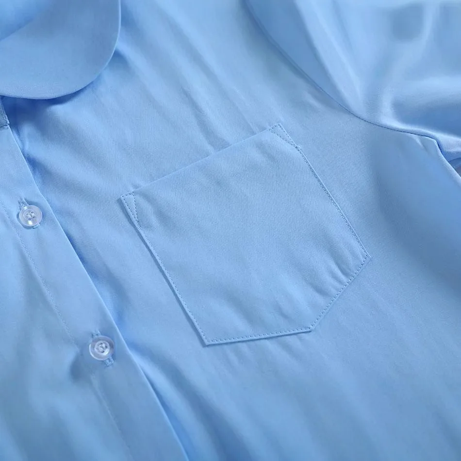 Azul ort Sve redondo Ne irt Escuela Japonesa orm JK orm Algodón No ligero Verano Faion Irt de mujer