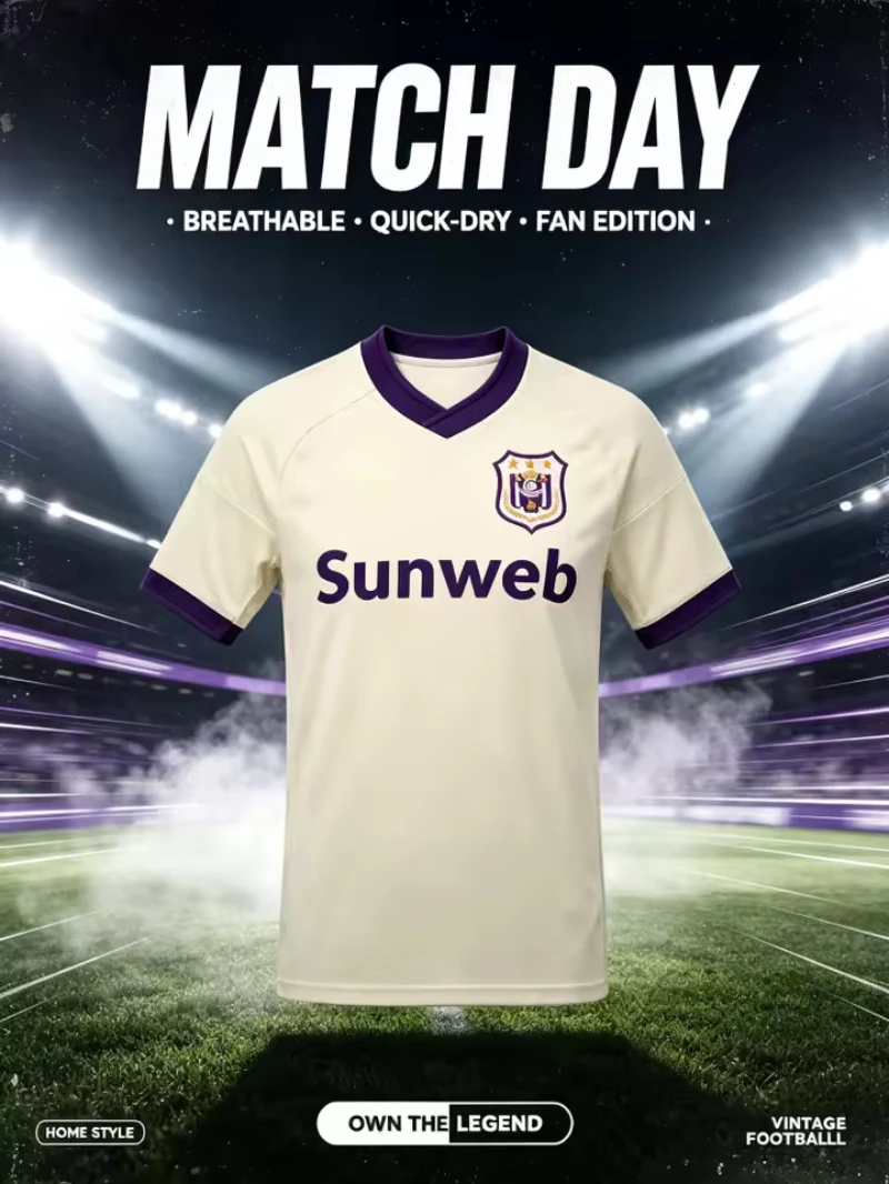 2026 New RSC Anderlech Belgian Football Jersey Men Women Sports T-shirt Breathable Quick Drying Street-wear Top Family Kids Tees