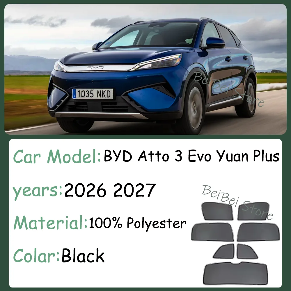 Car Magnetic Mesh Privacy Sunshade For BYD Atto 3 Evo Yuan Plus 2027 2026 Side Window Sun Shade Sunshade Interior Accessories