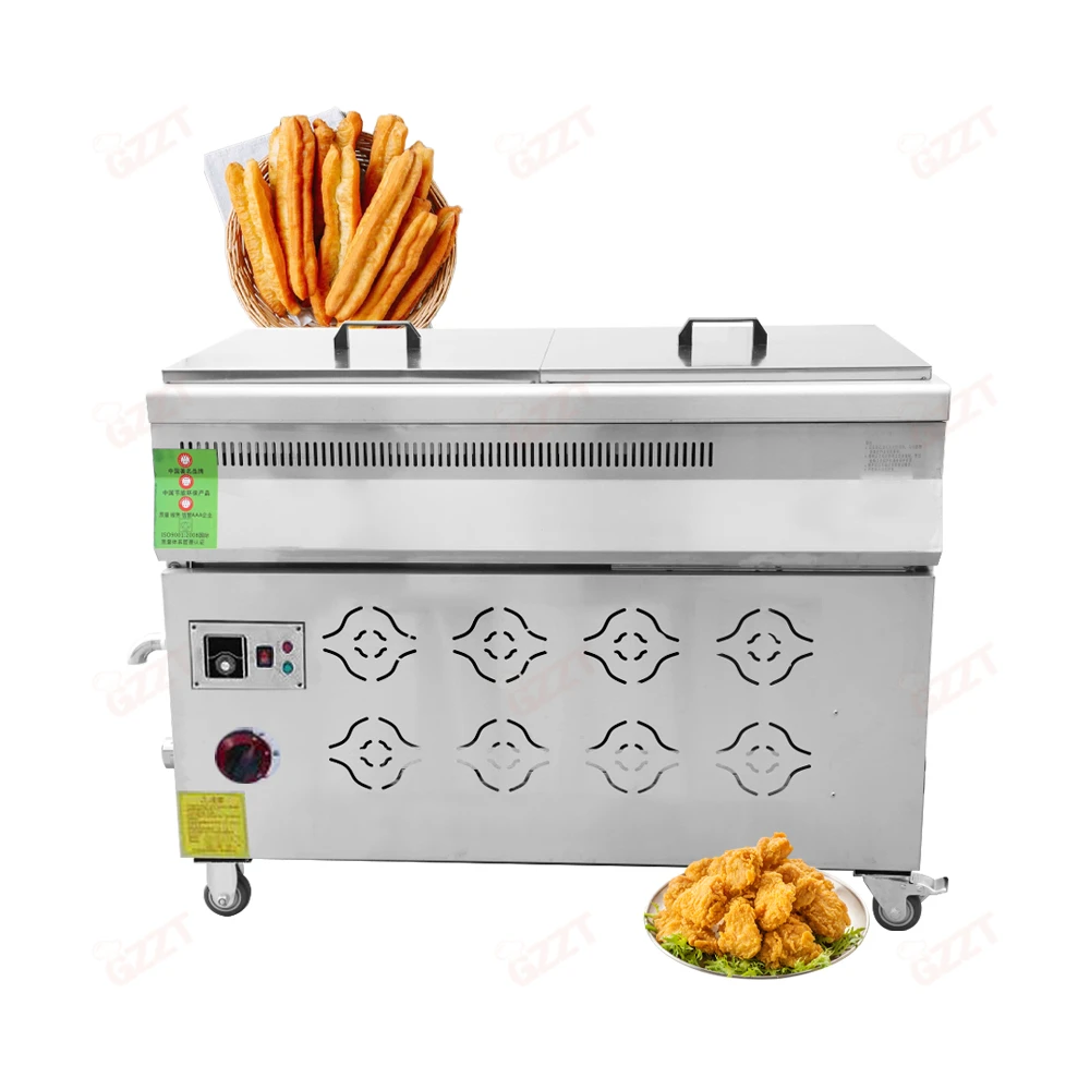

Oil-Water Separation Fryer French Churro Fries Machinery Fryer Fried Chicken Machine 110L Floor Type Deep Gas Fryer
