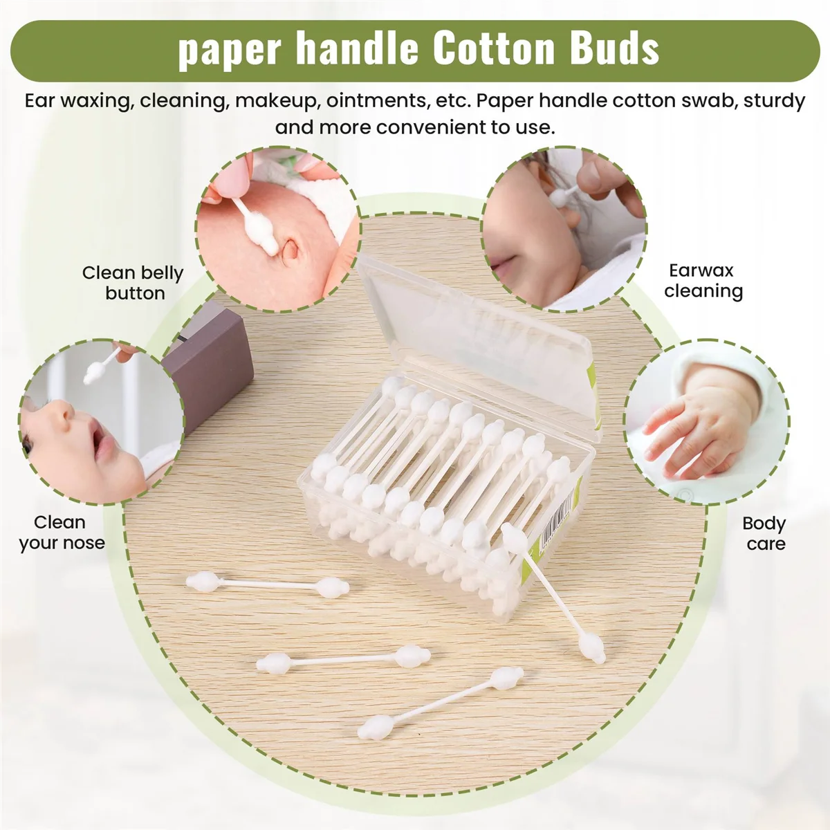 【Hot-Selling!】Baby Safety Cotton Buds Box of Approx. 55Pcs