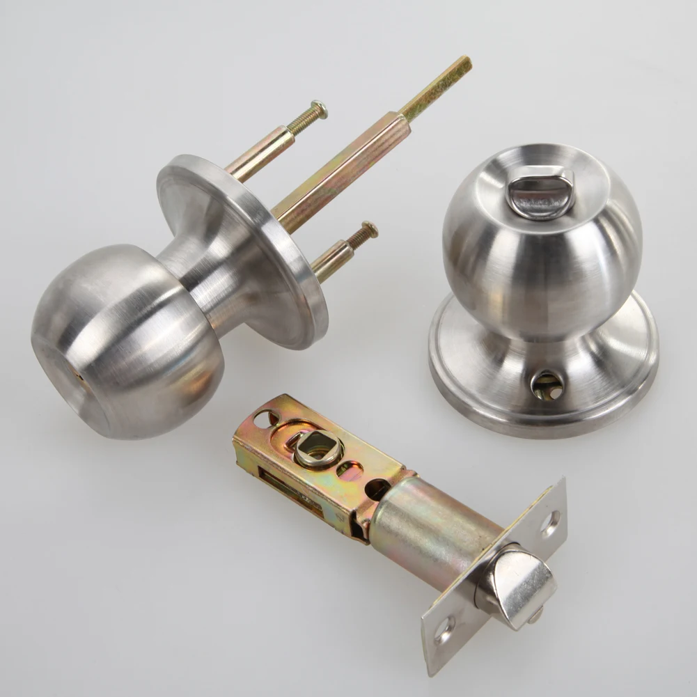 Rotation Round Door Knob Handle Stainless Steel Entrance Passage Locks with Kep Sets for Bedroom Living Room
