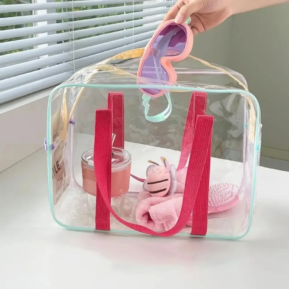 Trendy large-capacity waterproof beach bag, women's swimming jelly storage bag, business travel makeup PVC cosmetic bag handbag
