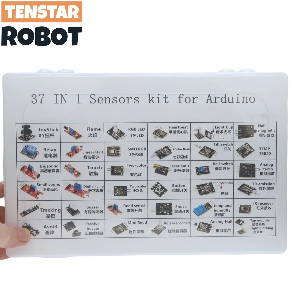 37 in 1 Sensor Kits For Arduino Starters Sensor Kit Contain RGB Joystick Photosensitive Rotary Encoder Obstacle Avoidance