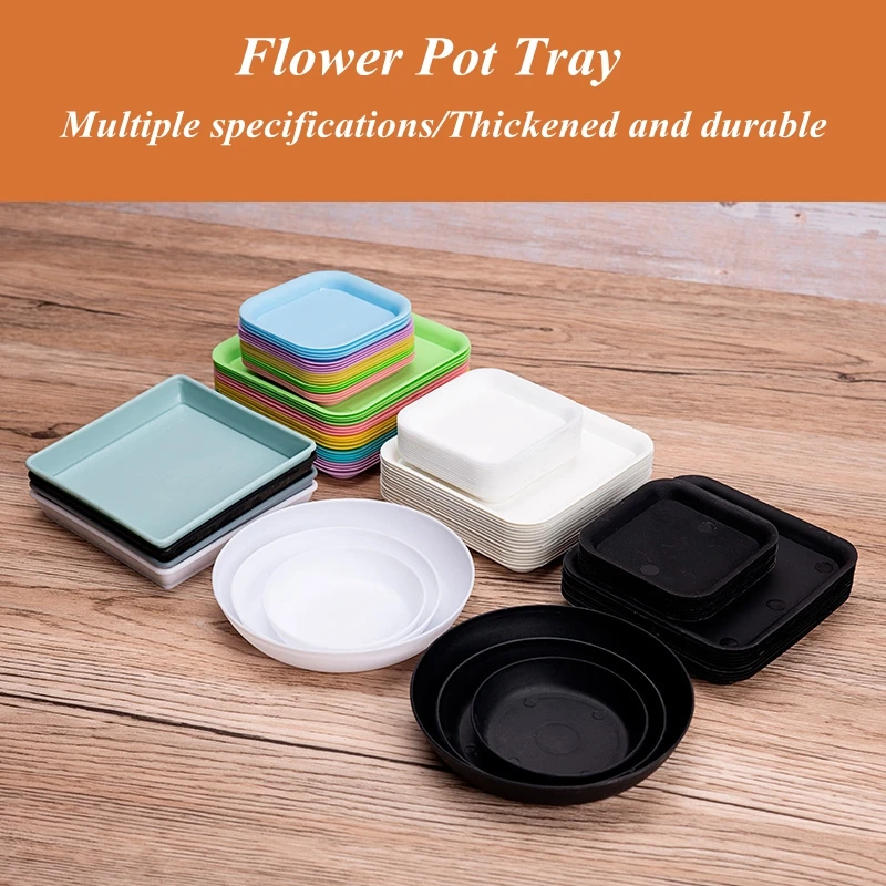 10Pcs Flower Pot Tray Succulent Cactus Flowerpot Square/Round Drip Trays Indoor Outdoor Plant Saucer Home Garden Decoration