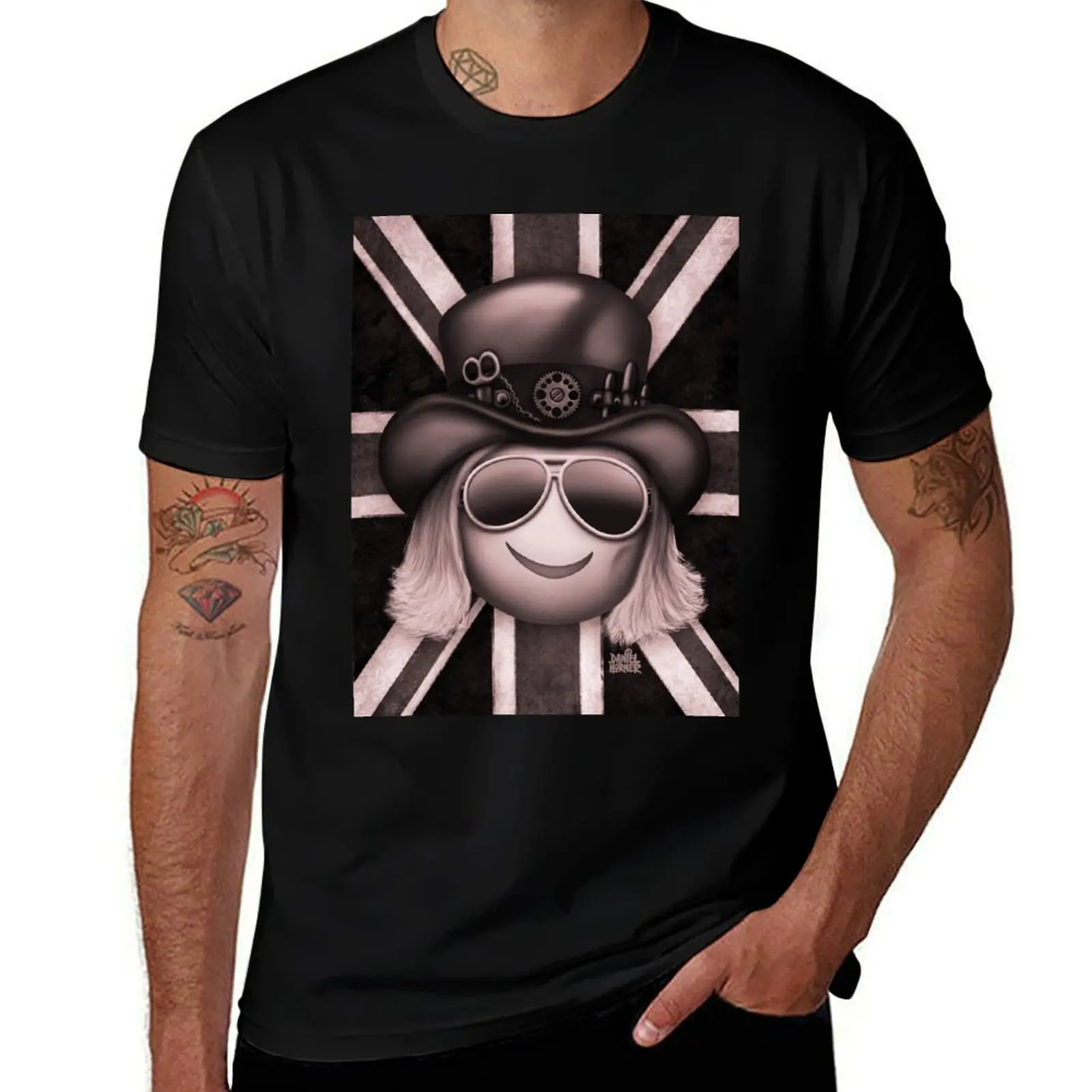 Booji Extra - Union Jack (Monochrome) T-Shirt Casual Light Summer Short Sleeve Top T-Shirt