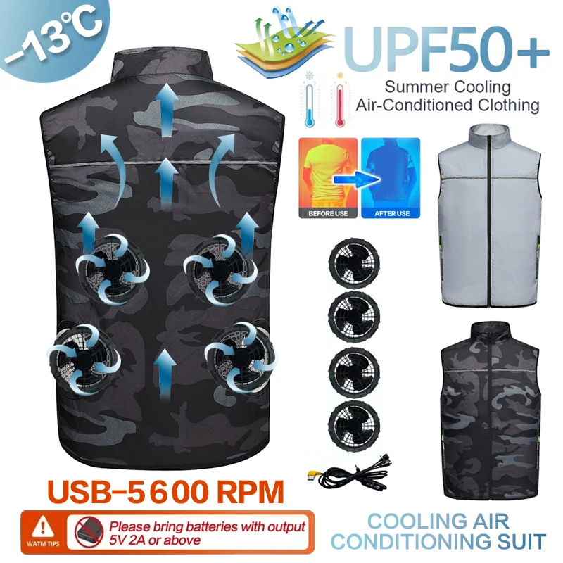 Summer Fan Clothes, Air Conditioner Suits, Cooling Jackets for Men and Women, Charging Vests, Cooling Outdoor Sun Protection Clo