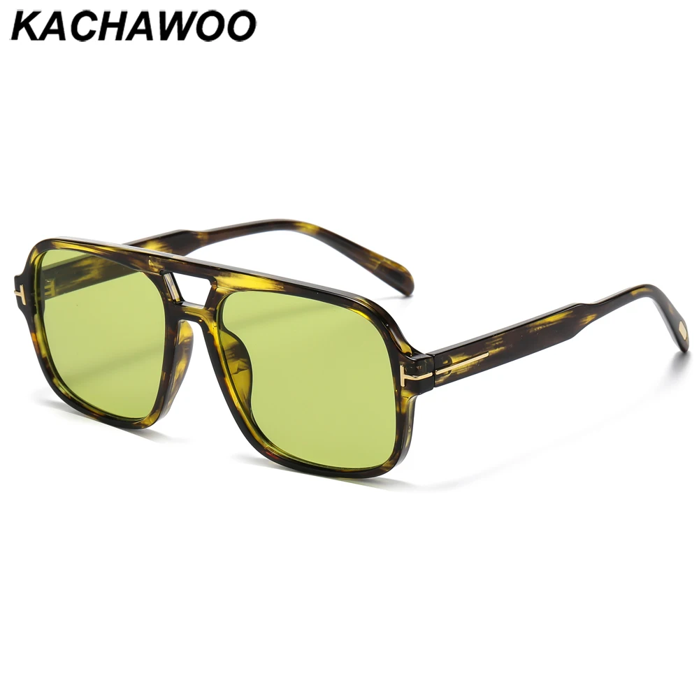 Kachawoo occhiali da sole quadrati per uomo big frame double bridge occhiali da sole retrò modello di decorazione per donna verde nero drop shipping