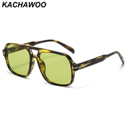 Kachawoo occhiali da sole quadrati per uomo big frame double bridge occhiali da sole retrò modello di decorazione per donna verde nero drop shipping