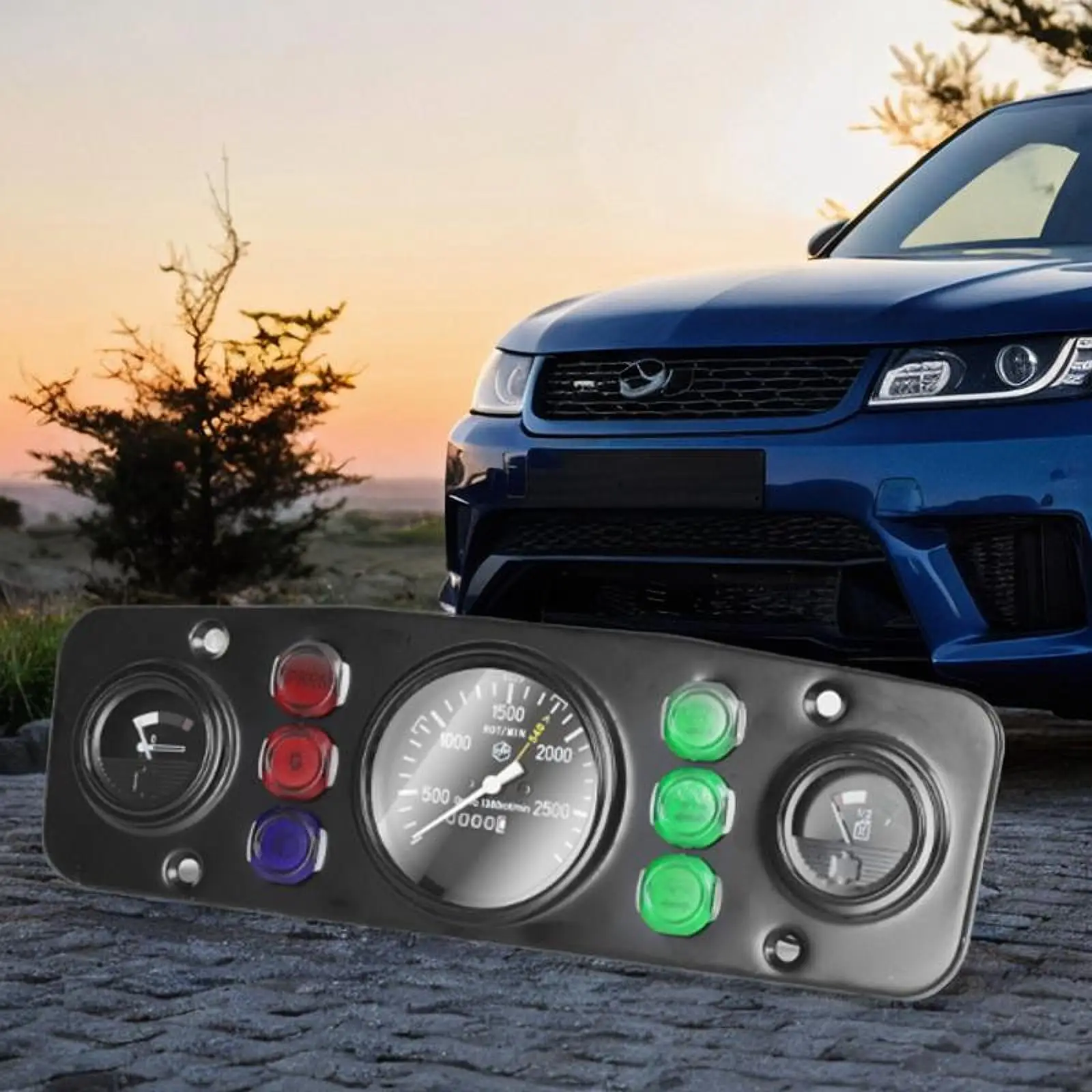 

Metal 3 in 1 Instrument Panel Cluster Kit Easy Install Universal Automotive Gauge for Dashboard Tools