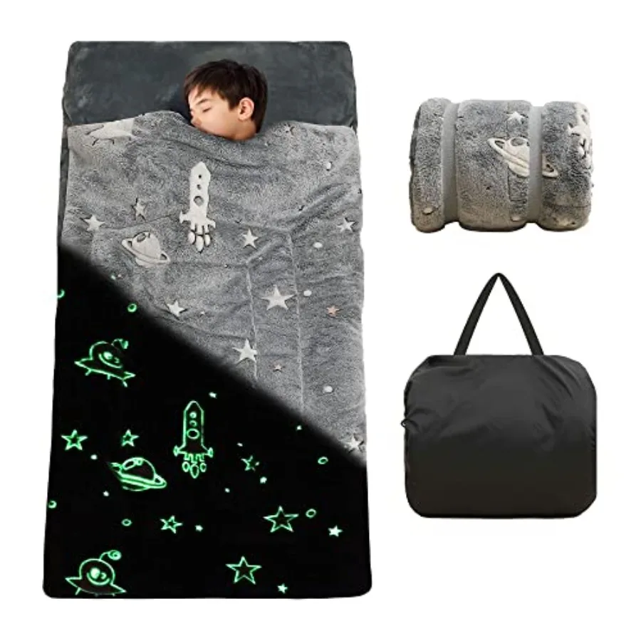 

Sleeping Bag for Girls Boys Glow in The Dark Toddler Slumber Bag Luminous Soft Sleepover Bag Nap Mat Preschool Daycare Kinderga