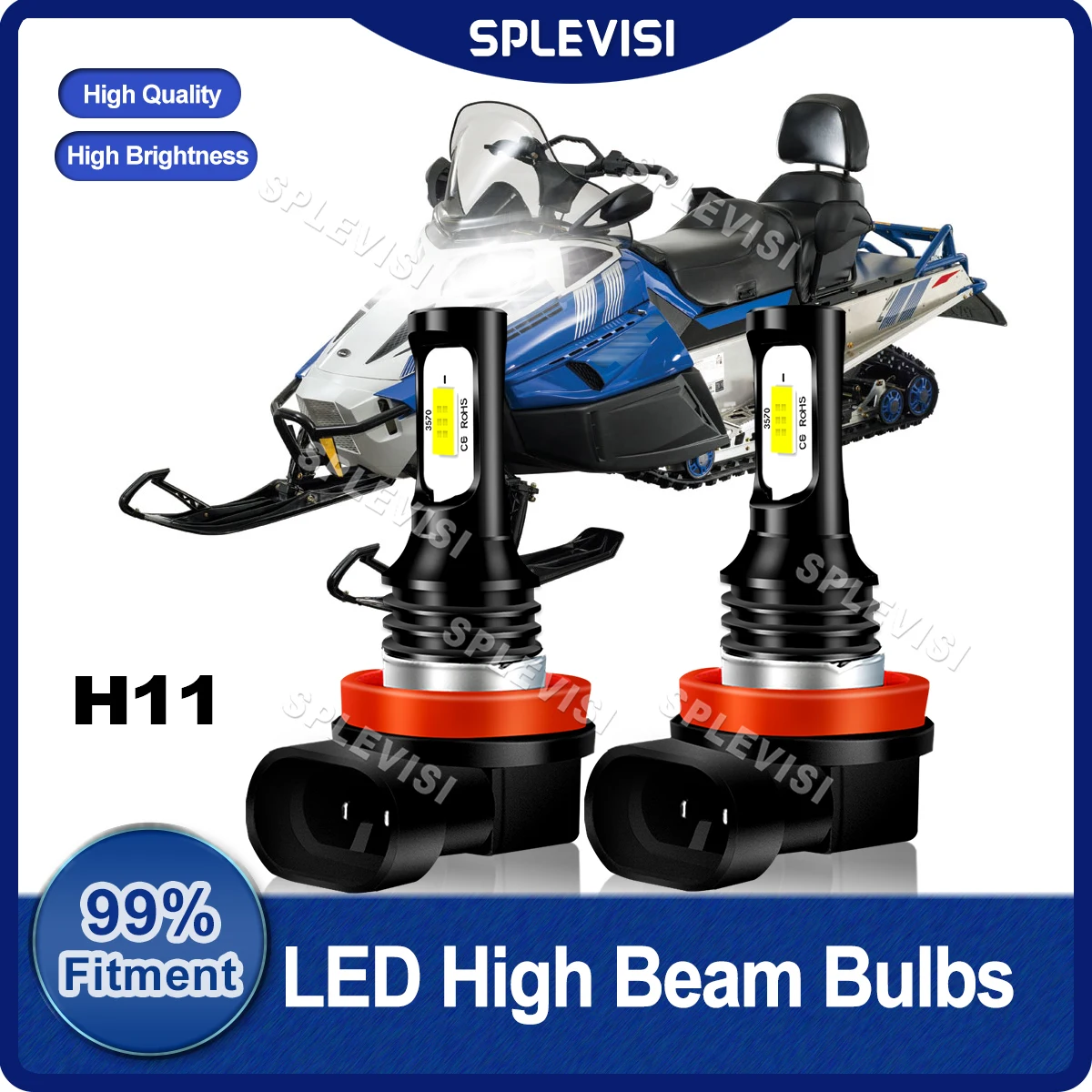 2x H11 LED Headlight High Beam Bulbs Fit For Arctic Cat Bearcat Z1 XT GS 2012 2013 2014 For Arctic Cat F1000 EFI LXR 2007-2008